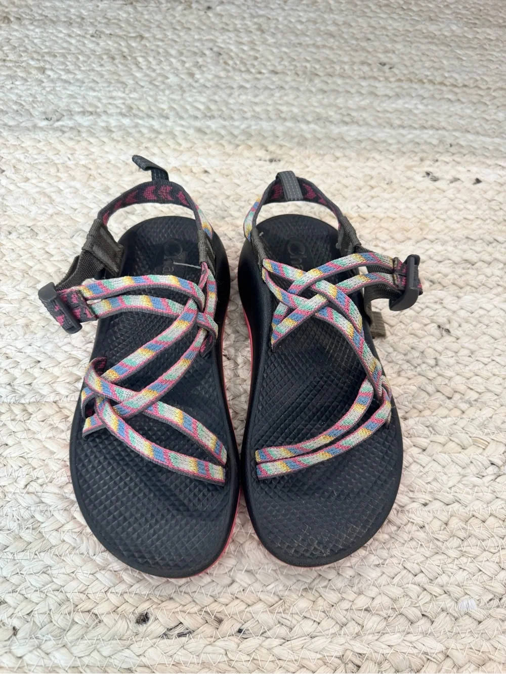 Chaco Kids Multicolor Strappy Water Shoes with Black Footbed